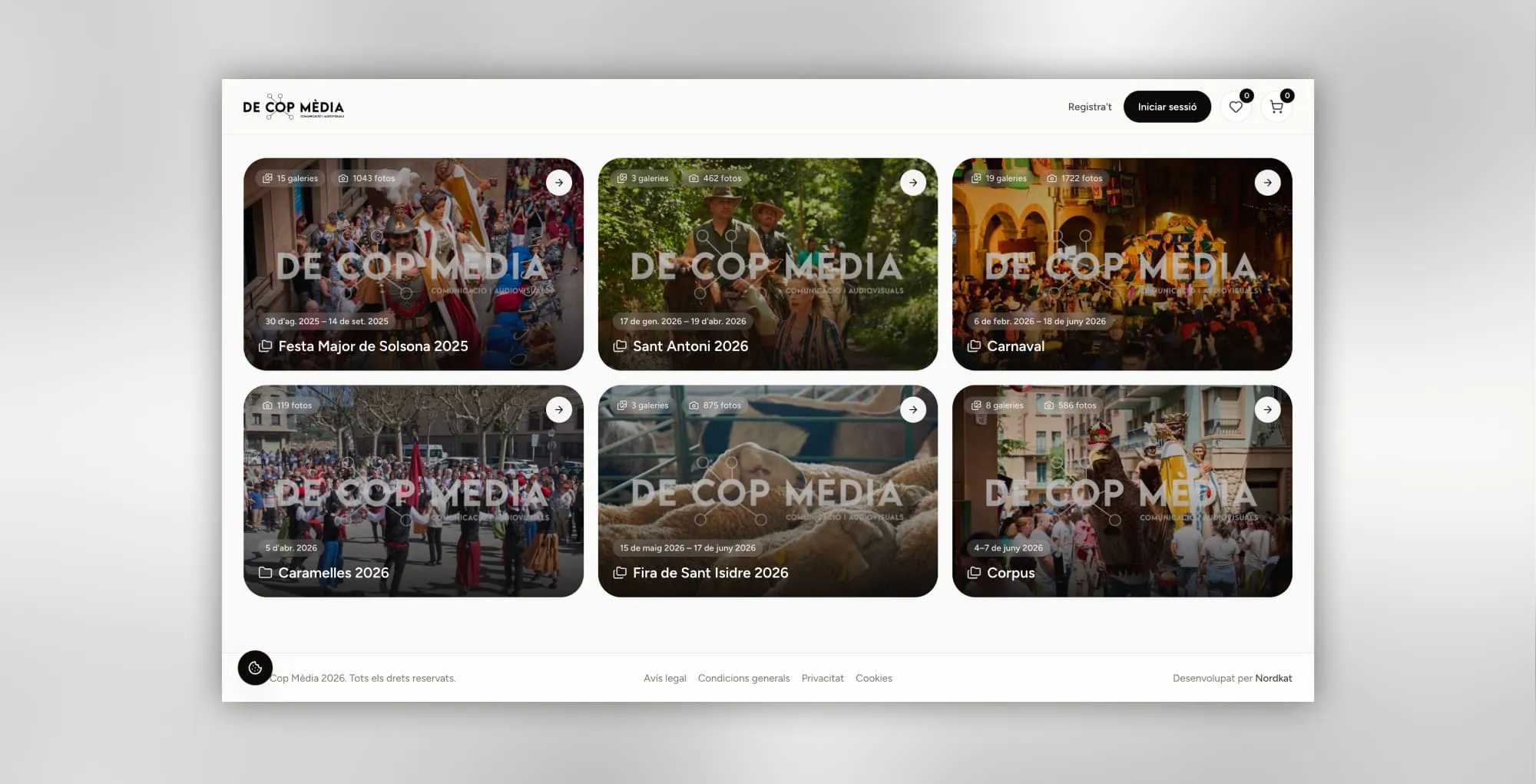 Inici de la plataforma de venda de fotos de De Cop Mèdia