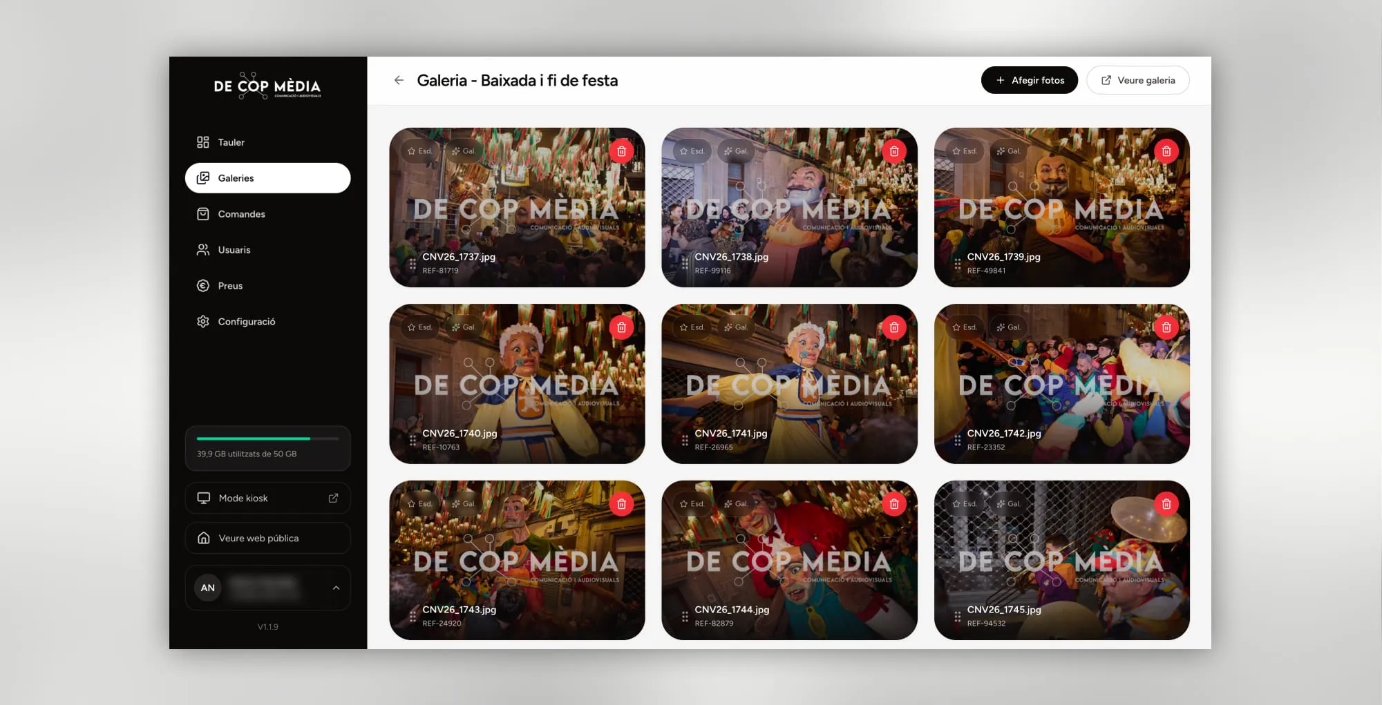 Gestió de galeries i catàleg fotogràfic de De Cop Mèdia