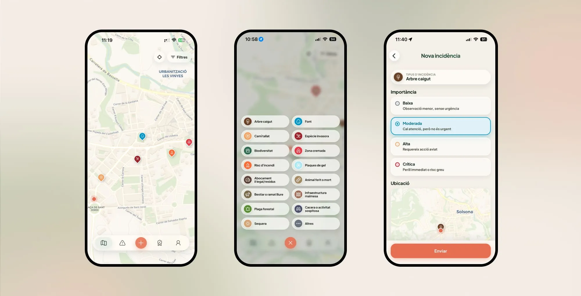 Registre d'incidències geolocalitzades a l'app Guaitapp