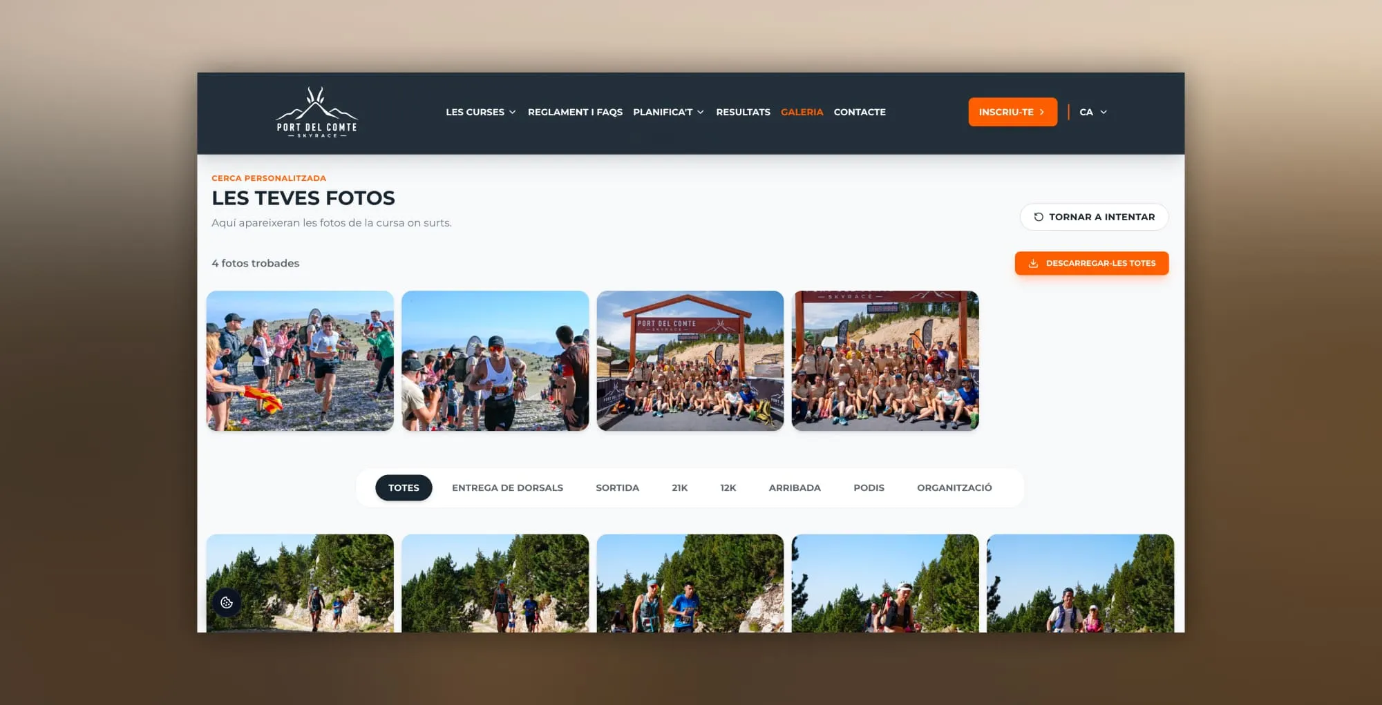 Personalized race photo search results