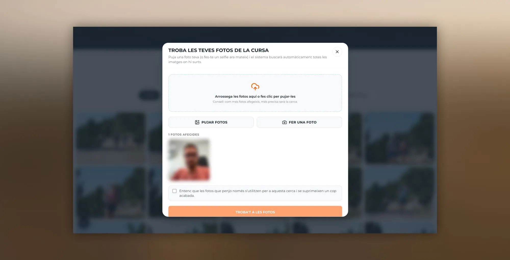 Facial detection photo search on Port del Comte Skyrace