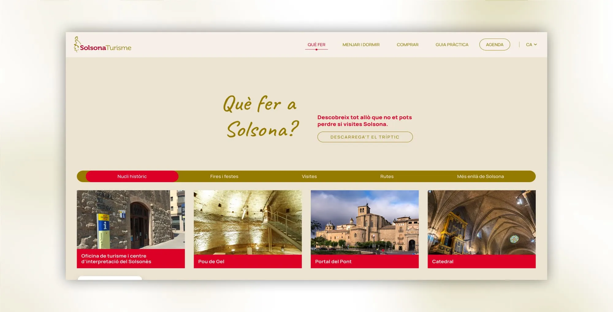 Seccions de llocs d'interès i serveis de Solsona Turisme